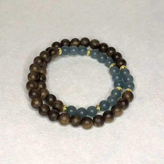 Bracelet en Bois & Bleu Lagon - L'Atelier Wen