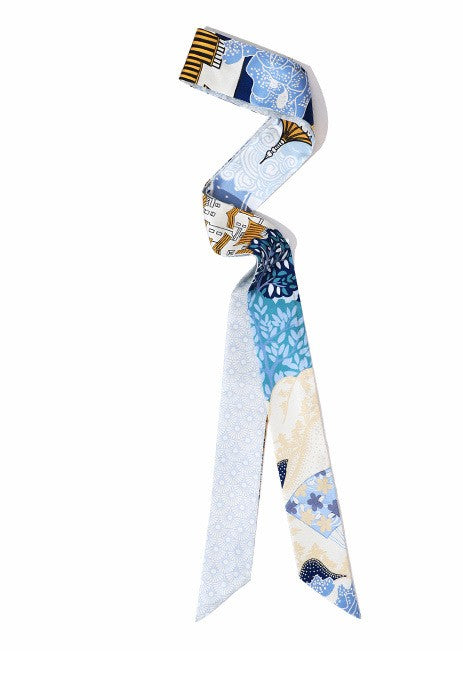 Bandeau de soie - Bleu Céramique